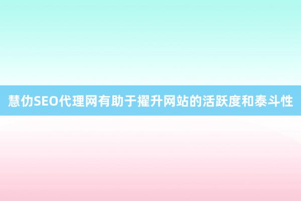 慧仂SEO代理网有助于擢升网站的活跃度和泰斗性